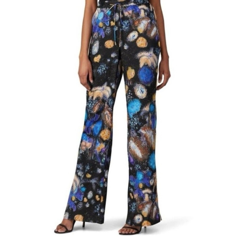 Peter Pilotto Fireworks Abstract Printed Straight Leg Silky‎ Pants w/ Pockets, 4